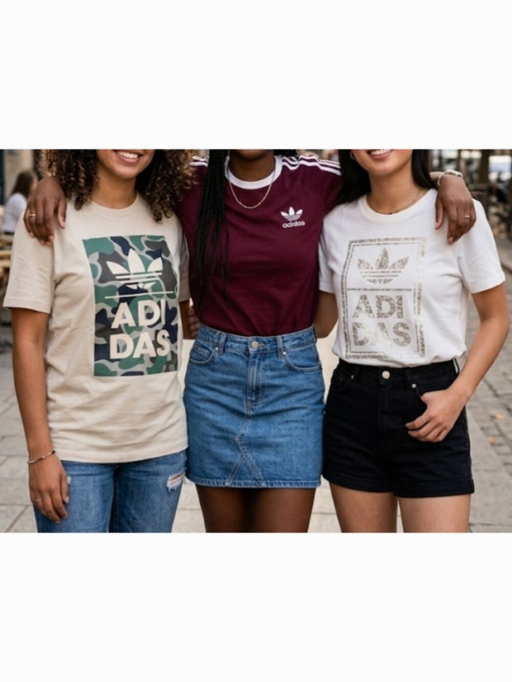 adidas White, Beige & Burgundy Short Sleeve T-Shirt Bundle